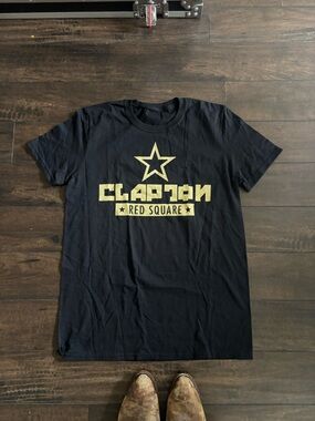 Y2K Eric Clapton Red Square Black Graphic Tee